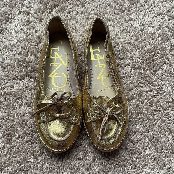 Enzo Angiolini Gold Admond Espadrille Boat Loafers;SZ 7.5;PreLoved Condition - Picture 1 of 7
